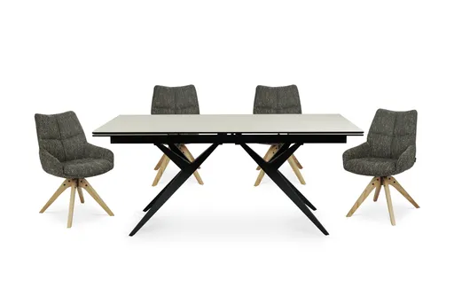 Esstisch MICHELA - ausziehbar, LB ca. 180x95 cm, Glaskeramik, Travertin farbig