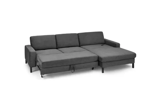  Ecksofa CALM MOVE 2.0 - 2,5-Sitzer mit Longchair rechts, Schlaffunktion, Feincord, Anthrazit