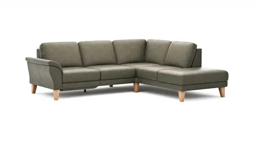 Ecksofa Rockport A - 2,5-Sitzer mit Ecke rechts inkl. Relaxfunktion (motorisch), Leder, Dunkelgrau
