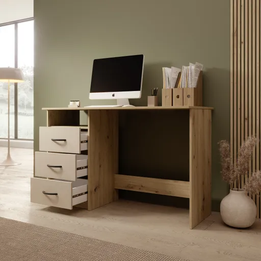 Schreibtisch - LB ca. 123x50 cm, Eiche Dekor, Kaschmir