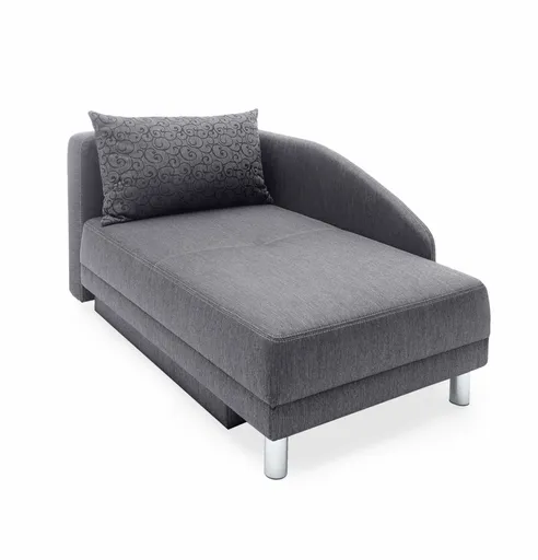 Recamiere - inkl. Schlaffunktion und Bettkasten, Stoff schwarz