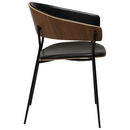 Stuhl - Furnierholz, Kunstleder, Nussbaum, Schwarz