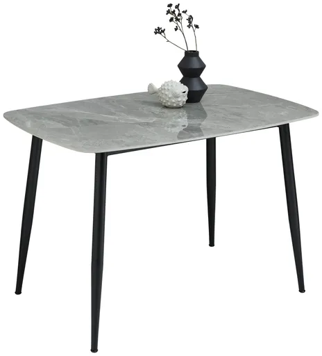 Esstisch - LB ca. 120x80 cm, Steinoptik grau, Schwarz
