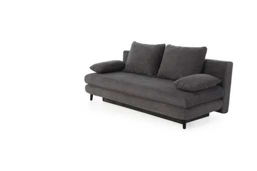 Schlafsofa - 2-Sitzer inkl. Schlaffunktion mit Bettkasten, Stoff, Dunkelgrau