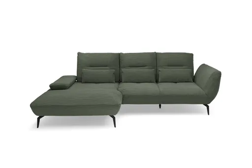 Ecksofa PAYTON - Ecke links, 2-Sitzer inkl. Rückenneigung, Armteilverstellung, Stoff, Olive