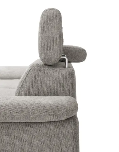 Ecksofa EZRA - 2-Sitzer, Ecke rechts inkl. Kopfteilverstellungen, Stoff, Hellgrau