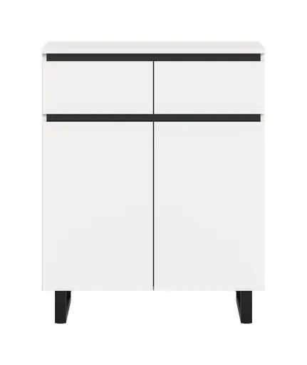 Kommode - B ca. 80 cm, Weiß, Schwarz