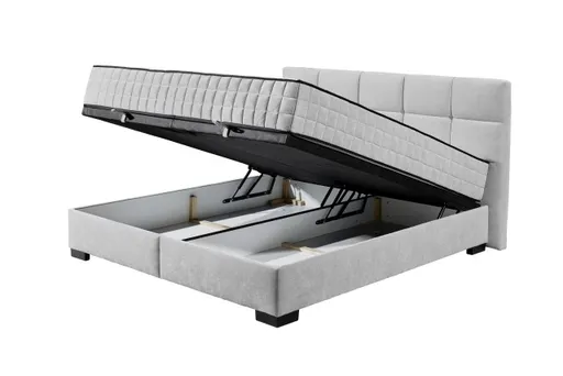 Boxbett - Liegefläche ca. 160x200 cm, Stoff, Silberfarben