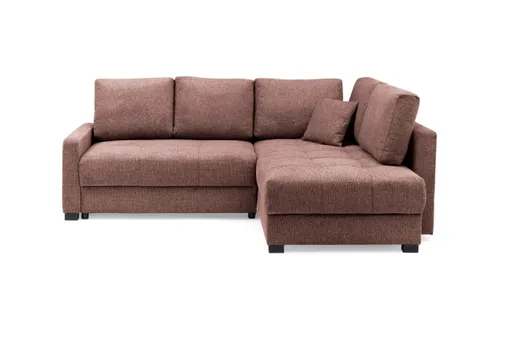 Ecksofa EDWIN - 2-Sitzer, Ecke rechts inkl. Schlaffunktion und Bettkasten, Stoff, Koralle