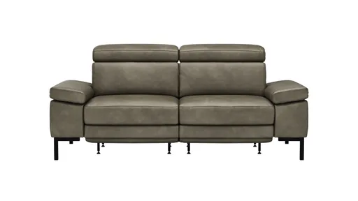 Sofa Hudson - 2,5-Sitzer, inkl. Relaxfunktion (motorisch) und Kopfteil/Armlehnen verstellbar, Leder, Braungrün