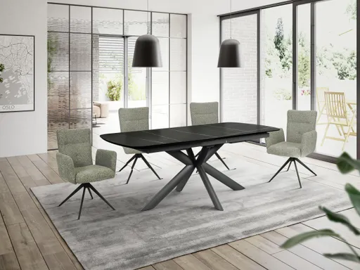 Esstisch MAXIE - ausziehbar, LB ca. 190x98 cm, Glaskeramik, Anthrazit Struktur