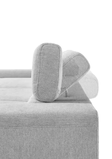 Ecksofa CHENOA - 2-Sitzer mit Longchair rechts, Sitzvorzug motorisch, Stoff, Silbergrau