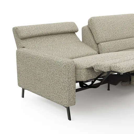 Ecksofa Valera - 3-Sitzer mit Ecke rechts inkl. Rückenlehne verstellbar und Relaxfunktion motorisch, Stoff, Limone