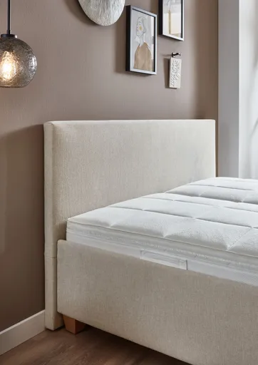 Polsterbett - Liegefläche ca. 180x200 cm, Stoff, Creme