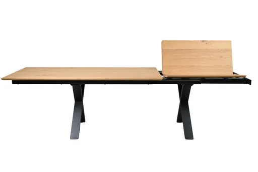 Esstisch MATTIES - ausziehbar, LB ca. 180x90 cm, Eiche Furnier, Schweizer Kante, Schwarz