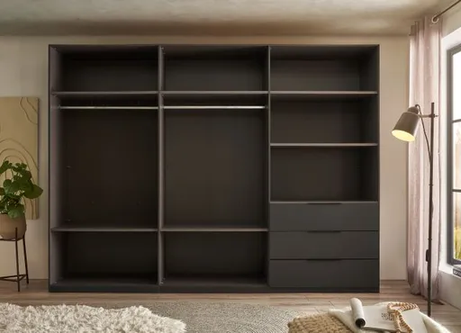Drehtürenschrank- Graphit, Helgrau