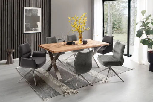 Esstisch - ausziehbar, LB ca. 200 (300)x100 cm, Wildeiche massiv