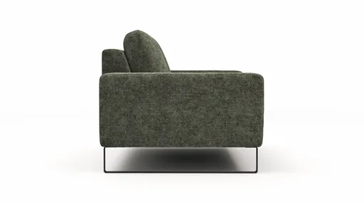 Sofa Enna - 2,5-Sitzer, Armlehne A, Stoff, Olivgrün, Kufe, Schwarz