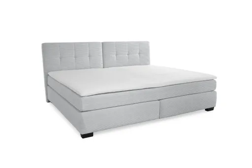 Boxspringbett JILA- Ligefläche ca. 240x200 cm, Stoff, Hellgrau