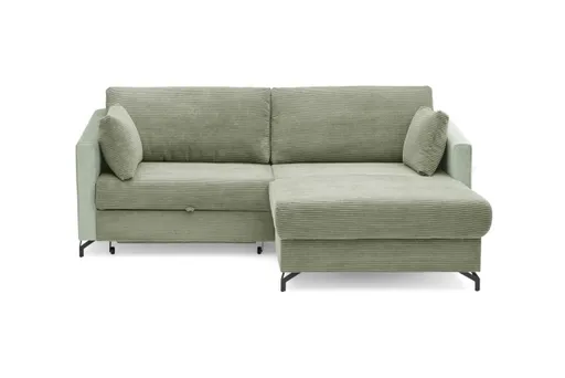 Ecksofa - 1,5-Sitzer, Ecke rechts inkl. Schlaffunktion und Bettkasten, Stoff, Grün