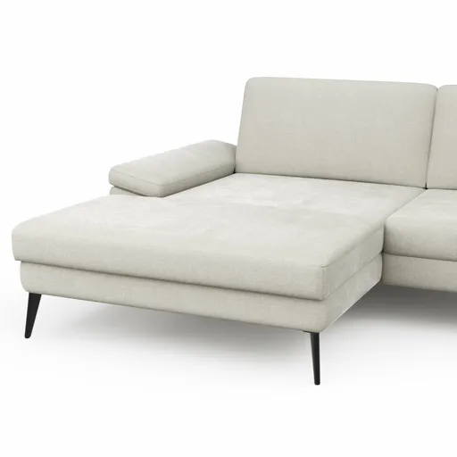 Ecksofa Houston - Longchair groß links mit 1,75-Sitzer, inkl. Sitztiefenverstellung und Armlehne klappbar, Stoff, Natur