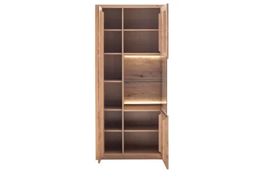 Vitrine - B ca. 92 cm, Eiche Nachbildung, Eiche massiv geölt