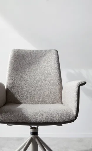 Armlehnstuhl Sedana - drehbar, Leder & Stoff, Grau