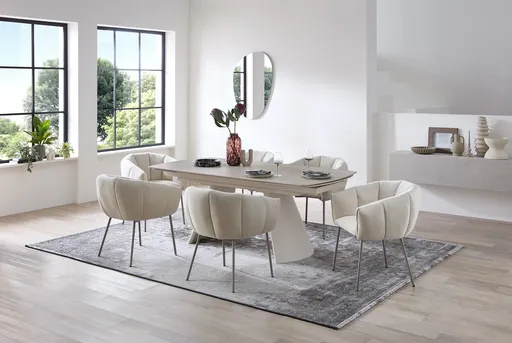 Armlehnstuhl - Stoff, Beige