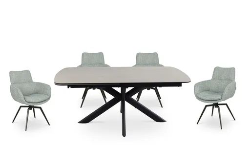 Esstisch MAXIE - ausziehbar, LB ca. 190x98 cm, Glaskeramik, Travertin farbig