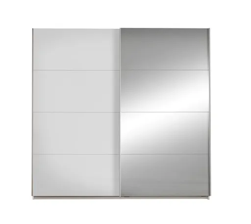 Schwebetürenschrank- B ca. 215 cm, Weiß, Spiegel