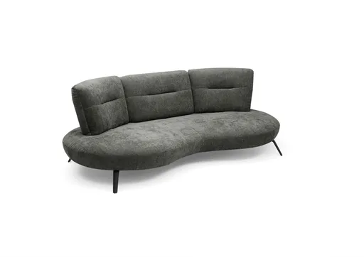 Nierensofa PACEY - 3-Sitzer, Stoff, Anthrazit