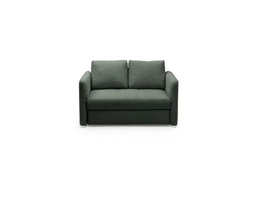 Sofa JORDEN - 1,5-Sitzer inkl. Schlaffunktion mit Bettkasten, verstellbare Armlehnen, Stoff, Dunkelgrün