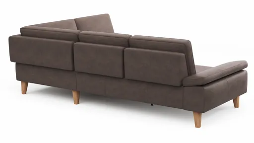 Ecksofa Houston - 2,5-Sitzer, Eckelement und 1-Sitzer mit Abschlussteil rechts,  inkl. Sitztiefenverstellung und Armlehne klappbar, Leder, Dunkelbraun