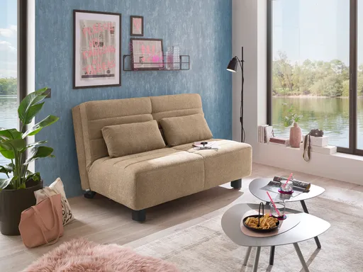  Faltsofa Easy - 2-Sitzer ohne Armlehne, ca. 140 cm inkl. Schlaffunktion, Stoff, Braun