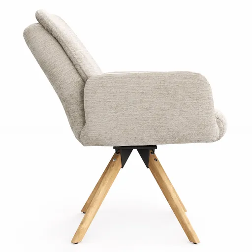 Armlehnstuhl Evania - Dreh und Relax-Funktion, niedriger Rücken, Stoff, Ecru