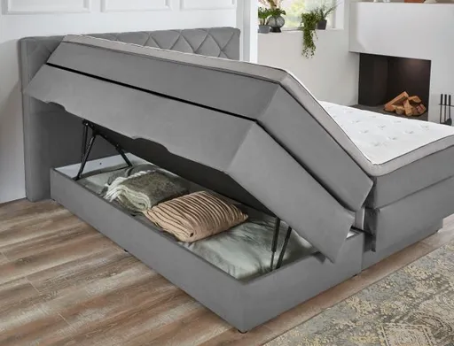 Boxspringbett- Liegefläche ca. 180x200 cm, Stoff, Grau