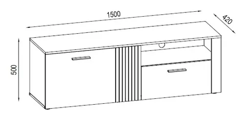 Lowboard - B ca. 150 cm, Anthrazit, Eiche Coast Evoke Nachbildung
