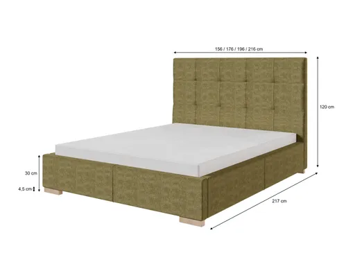 Bettgestell SANDRIN I- Liegefläche ca. 180x200 cm, Stoff, Creme, inkl. Lattenrost und Stauraum