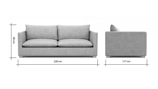 Sofa Montreal - 3-Sitzer, Tiefe 2, Stoff, Hellbraun