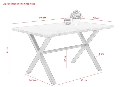Esstisch - LB ca. 140x90 cm, Eiche Dekor