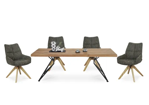 Armlehnstuhl MATTEA - drehbar, Stoff, Dunkelbraun