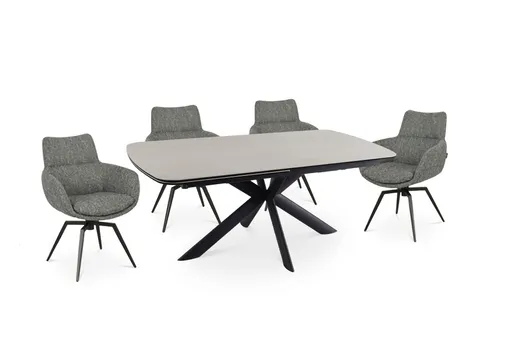 Esstisch MAXIE - ausziehbar, LB ca. 190x98 cm, Glaskeramik, Travertin farbig