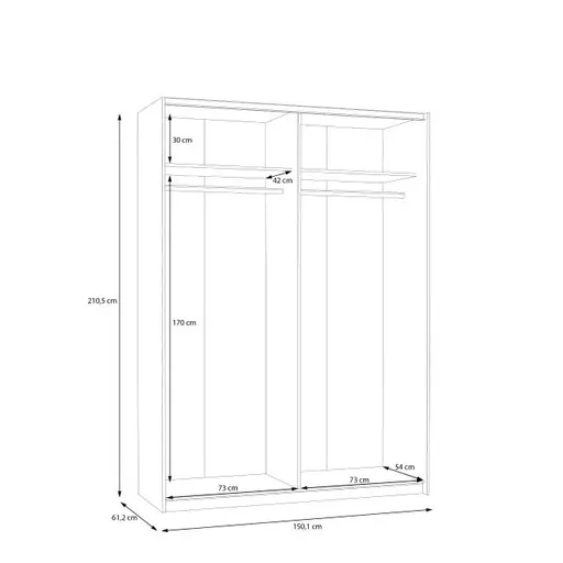 Schwebetürenschrank FREDDY 2- B ca. 150 cm, Weiß, Spiegel