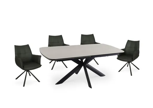 Esstisch MAXIE - ausziehbar, LB ca. 190x98 cm, Glaskeramik, Travertin farbig