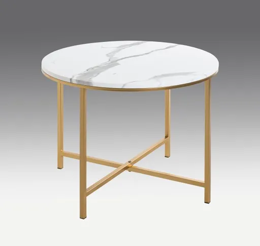 Beistelltisch - D/H ca. 60x45 cm, Marmoroptik, Goldfarben
