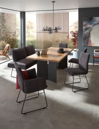 Polsterbank Elda - Breite ca. 184 cm, Stoff, Anthrazit