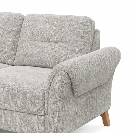 Ecksofa Almyra - Ottomane links mit 2,5-Sitzer, Stoff, Silbergrau