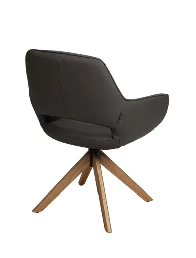 Armlehnstuhl MARIELLE - drehbar, Leder, Dunkelbraun