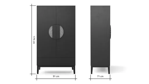 Highboard Jyn - ca. 91x162x41 cm, Lack, Schwarz