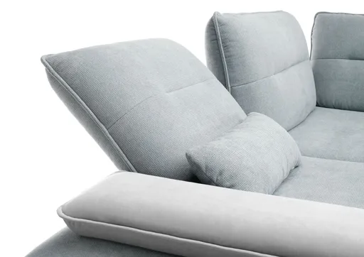 Ecksofa Payton - 2-Sitzer, Ecke links, Rückenlehne/Armlehne verstellbar, Relaxfunktion (manuell), Flachgewebe, Blaugrau